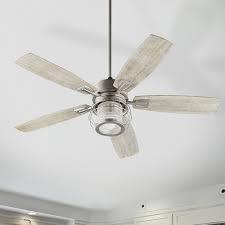 This fan is reminiscent of bygone days with its brushed nickel housing, white blades, and sleek lines. Indoor Ceiling Fan Light Options Destination Lighting