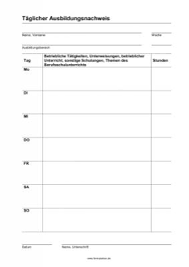 Planen sie die platzierung in geeigneten außenbereichen, an denen möglichst viele interessenten und kunden vorbeikommen. Taglicher Ausbildungsnachweis Word Word Vorlage Zum Herunterladen