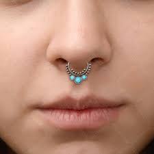 Boho Septum Piercing Turquoise. Daith Clicker Earring. Septum Ring Surgical  Steel. Daith Jewelry. Septum Hoop 18G 16G 14G. Daith Earring