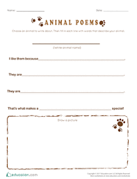 Animal Poems Worksheet Education Com Animal Poems Writing Poems Poems