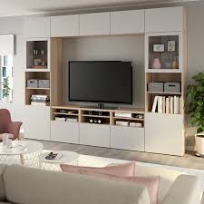 Besta Tv Storage Combination Glass Doors Lappviken Sindvik White Clear Glass Ikea In 2020 Living Room Tv Wall Living Room Tv Tv Storage