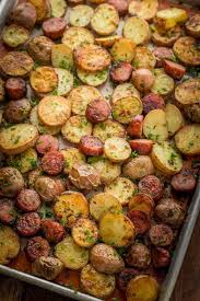 Roasted Potatoes And Kielbasa One Pan Recipe Recipe Yummly Recipe Kielbasa Recipes Recipes Sausage Recipes