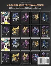 This page features a collection of color design material from the tv anime. Coloring Book Poster Collection Jojo Bizarre Adventure Drawing Inspired Anime Manga Coloring Jojokqw Coloring Jojokqw Amazon De Bucher