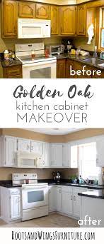 How To Paint Your Kitchen Cabinets White Roots Wings Furniture Llc Oak Kitchen Cabinets Kitchen Design Diy Kitchen Design Small