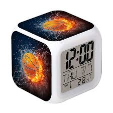 Amazon Com Cointone Led Alarm Clock Basketball Fire Sport Design Creative Desk Table Clock Glowing Electronic Color Alarm Clock Led Alarm Clock Creative Desks