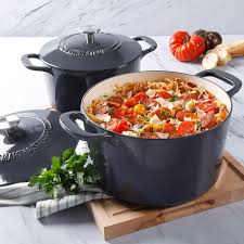 From prep to presentation, this attractive enameled cast iron pot goes with ease, featuring generously sized handles for a secure, confident grip. Martha Stewart 4 Quart And 7 Quart Enamel On Cast Iron Dutch Ovens 2 Pack Assorted Colors Walmart Com Walmart Com