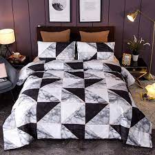A lovely set of bedroom curtains can help accentuate your bedroom décor and give your space a completely unique feel. Amazon Com Sisher Geometric Comforter Sets Queen Size Marble Bedding Sets Black And White 3pcs Bed Sets Teens Quilt With 2 Matching Pillowcases Kitchen Dining