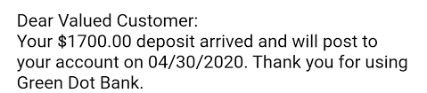 For Those With Walmart Money Cards And Or Green Dot Mine Is Walmart Moneycard Looks Like They Re Waiting Til The Promised Day Which Is A Bit Unusual But Can T Complain Since They Ve Got