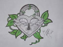 Beautiful cross heart ankle bracelet tattoo. Heart Lock And Vines Tattoo Designs By Savannah Mathis