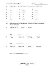 We have a great hope these chemistry unit 5 worksheet 1 images gallery can be a. 4 20f G Unit 4 Test Answer Sheet Key Pdf Answer Sheet Unit 4 Test Key Name Multiple Choice Write The Letter Corresponding To The Best B A 1 6 C C 2 7 Course Hero