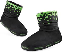 Amazon.com | Minecraft Slipper Boots for Boys - Warm Kids Slippers Size  11-7 Non-Slip House Shoes - Gamer Gifts for Boys (BlackGreen, 12) |  Slippers