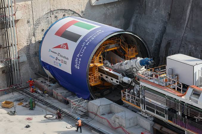 Al Wugeisha Tunnel Boring Machine (TBM) launching operations, AI generated
