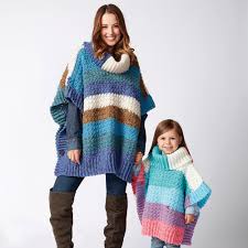 To get the knitting patterns, scroll down the page to the individual pattern you want and click on the link to that pattern. Bernat Mom And Me Crochet Ponchos Snow Queen Size 2 Yarnspirations