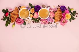 Coffee & flowers greeting card. Morning Coffee Concept Coffee Maker Coffee Cup And Flowers Stock Photo Crushpixel