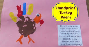 Religious & short happy thanksgiving poems for church, kids, preschoolers with funny, christian, inspirational poems. Preschool Handprint Turkey With Poem