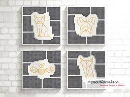 Verrückt kreuzstich buchstaben vorlagen gratis : Zahlvorlage Kreuzstichmotiv Tiere Im Origami Style