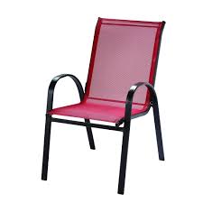 Renie stackable chair in red modern chairs. Hampton Bay Steel Patio Sling Stacking Chair In Red The Home Depot Canada
