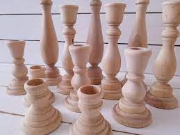Create a glowing ambience and set the mood with unique candle holders. Unfinished Wooden Candlesticks Natural Wood Candlestick Holders Farmhouse Decor Minimali Wooden Candle Sticks Diy Candle Holders Wooden Taper Candle Holders