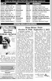 OBITUARY Diane Helms Dekle (dau of Maxwell Helms L. Helms Sr & Cubia Dean  Nobles, in Kinston, AL