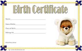 Stuffed Animal Birth Certificate Template Free For Puppy Doll Birth Certificate Template Certificate Templates Birth Certificate