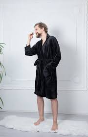 Chinese man in traditional national costume, black robe and jacket. Men Bathrobes Black Robe For Man Terry Velour Robes Christmas Gift Shawl Collar Luxury Bathrobe Luxury Bath Robe Black Robe Bathrobe