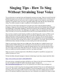 Perform the following exercise daily before getting into your singing session: Pdf 451 Singing Tips How To Sing Without Straining Your Voice Fiore Collins Academia Edu