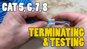 The ethernet cable used to wire a rj45 connector of network interface card to a hub switch or network outlet. Terminating Testing Network Cables Cat 3 Cat5 Cat6 Cat 7 Cat 8 Electrician U
