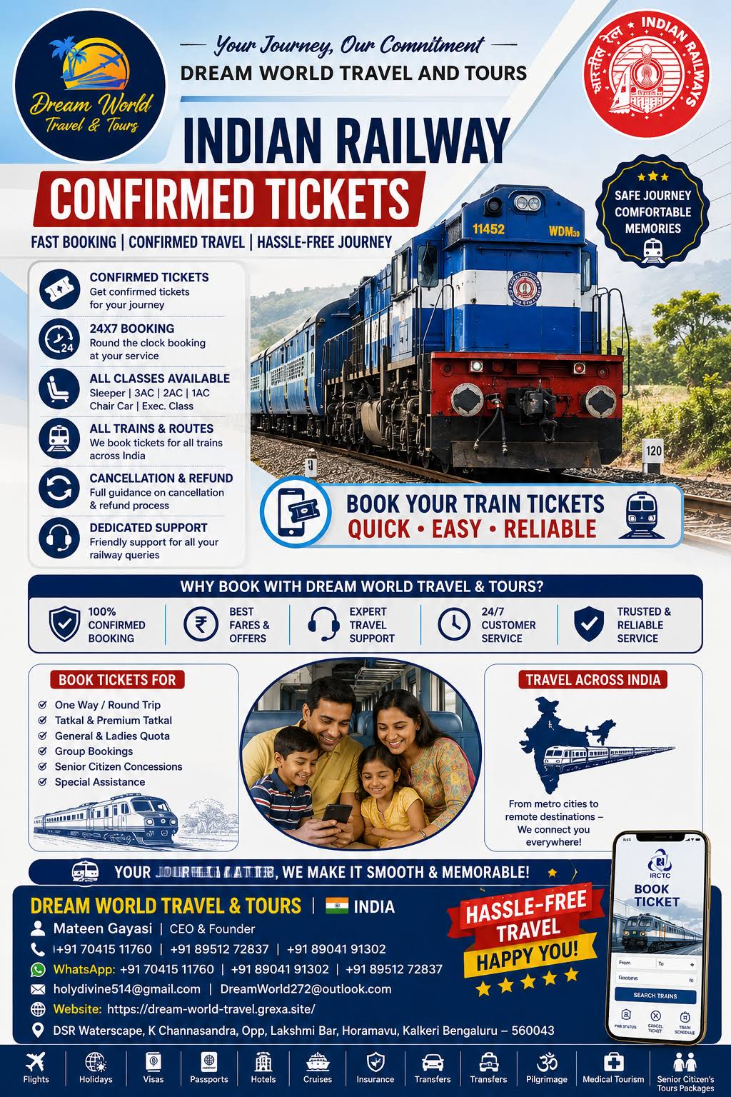 INDIAN RAILWAYS CONFIRMED TICKET BOOKING product image