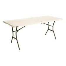 Lifetime Lifetime 4 Ft One Hand Adjustable Height Fold In Half Table Almond 80726 The Home Depot In 2020 Folding Table Wood Console Table Half Table