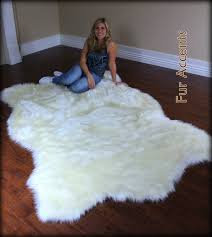 Black And White Sheepskin Rug Huge And Beautiful Polar Bear Hide Area Rugs By Furaccents Com Faux Fur White Fur Rug White Faux Fur Rug Bear Skin Rug