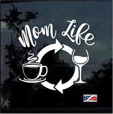 Mom Life Coffee Wine Repeat Window Decal Sticker Custom Sticker Shop