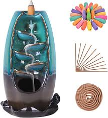 Incense cones with holes below are also called reflux incense cones, which are mainly used in backflow incense burners. Amazon Com Solejazz Waterfall Incense Burner Backflow Incense Holder Incense Fountain With 120 Incense Cones 30 Incense Sticks For Home Office Yoga Aromatcherapy Ornamen Kitchen Dining