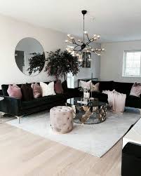 Living Room Black Sofas With Neutral Blush And Gold Cozy Apartment Decor Contemporary Living Room Furniture Living Room Decor