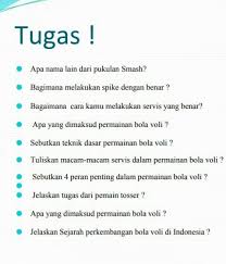 Bola voli adalah permainan olahraga yang dimainkan oleh dua grup berlawanan. Tolong Ya Dijawab Dengan Benar Brainly Co Id