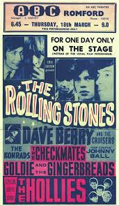 Rolling Stones Black And Blue Promo Poster 1963 Rolling Stones Concert Poster With Dave Berry The Cruisers The Konrads The Checkmates J With Images Vintage Concert Posters Vintage Music Posters Concert Posters