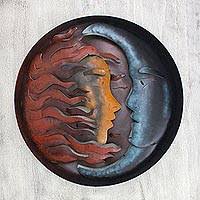 Hammered, cut, soldered and shaped copper elements are combined into a very decorative piece. Sun And Moon Wall Decor At Novica