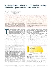 Pdf Knowledge Of Palliative And End Of Life Care By Student Registered Nurse Anesthetists