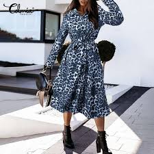 Featuring a leopard print satin material, strappy detailing and a cowl neckline, team this with strappy heels for a killer look. Women Dress 2021 Celmia Long Sleeve Sexy Party Leopard Midi Dress Fashion Women Loose Casual Dresses Plus Size Vintage Robe 7 Dresses Aliexpress