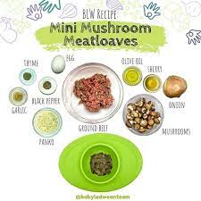 Muffin Tin Mini Mushroom Meatloaf Recipe Fortified Family Baby Food Recipes Baby Led Weaning Recipes Mushroom Meatloaf Recipes