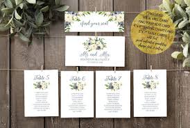 Wedding Seating Chart Cards Template Printable Wedding Seating Chart Cards Dusty Blue Cream Slate Blue Floral Seating Chart Geometric