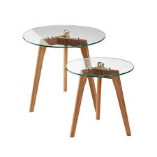Beistelltisch Falsled 2er Set Eiche Massivholz Glas Couchtisch Online Mobel Eiche