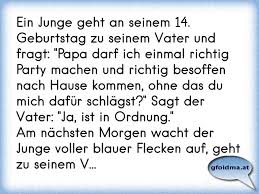 Ein Junge Geht An Seinem 14 Geburtstag Zu Seinem Vater Und Fragt