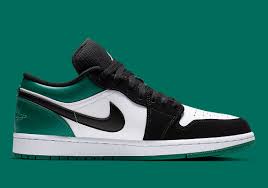 Jordan 1 Low White Black Mystic Green In 2020 Green Nike Shoes Jordan 1 Low Green Jordans