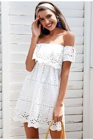 Off Shoulder Embroidery White Dress With Free Shipping Uniqistic Com Loose Short Dresses White Dress Summer Lace White Dress