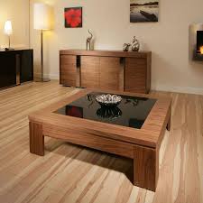 Modern Designer Coffee Table Large Square Walnut With Black Glass 71e Coffee Table Design Black Coffee Tables Coffee Table Wood