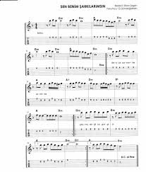 Sen Benim Sarkilarimsin Gitar Notalari Sarkilar Gitar Piyano