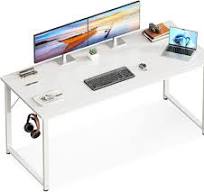 Sofanext Computer Desk 54 inch, Study Writing Table for Large Spaces, Work  Desk for Home Office, Simple Modern Desk with Headphone Hooks, White