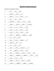 Answers to practice problems 1. Balancing Chemical Equations Docx Balancing Chemical Equations Balance The Equations Below 1 N2 H2 Nh3 2 Kclo3 Kcl O2 3 Nacl F2 Naf Cl2 4 H2 O2 H2o 5 Course Hero