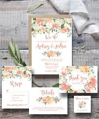 Printable Wedding Invitation Template Wedding Invitation Printable Rustic Floral Wedding Set Peach Cream Greenery Rustic Wedding Wedding Invitations Printable Templates Wedding Invitation Templates Printable Wedding Invitations