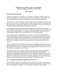 As opposed to presenting your reader the opinions of other academics and writers, in this essay you get an opportunity to write your point of view—and the. Doc Experiences Reflections And Insights Reading Writing And Children S Inside Worlds Jeffrey Pflaum Academia Edu